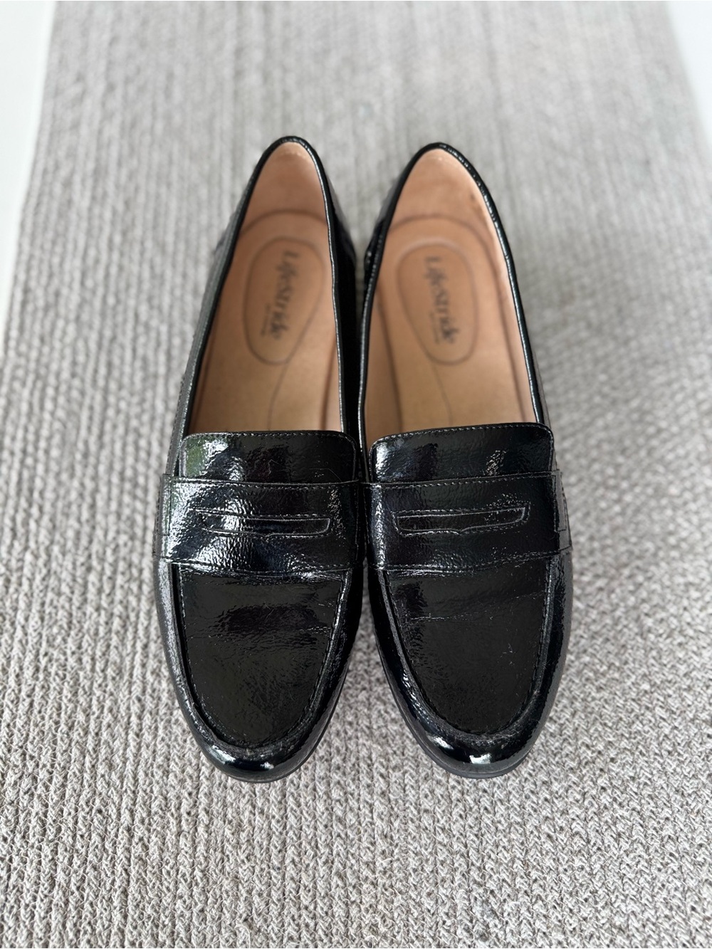 Life Stride Black Patent Penny Loafers Size 10